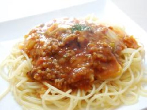 白菜のトマトソースパスタ